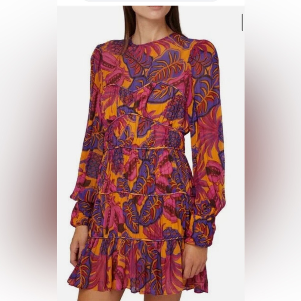 Farm Rio yellow fruit long sleeve dress